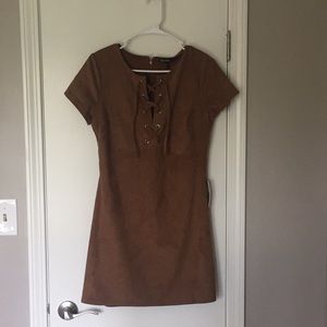 Faux suede mini dress